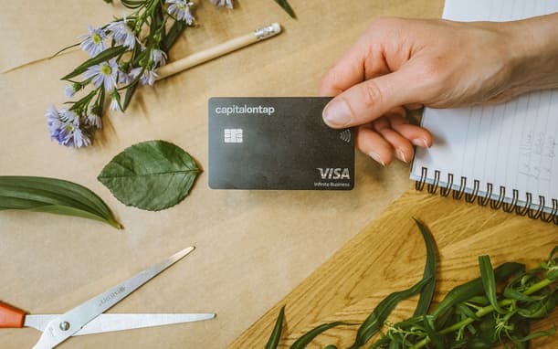Capital On Tap Business Credit Card On Florist Table