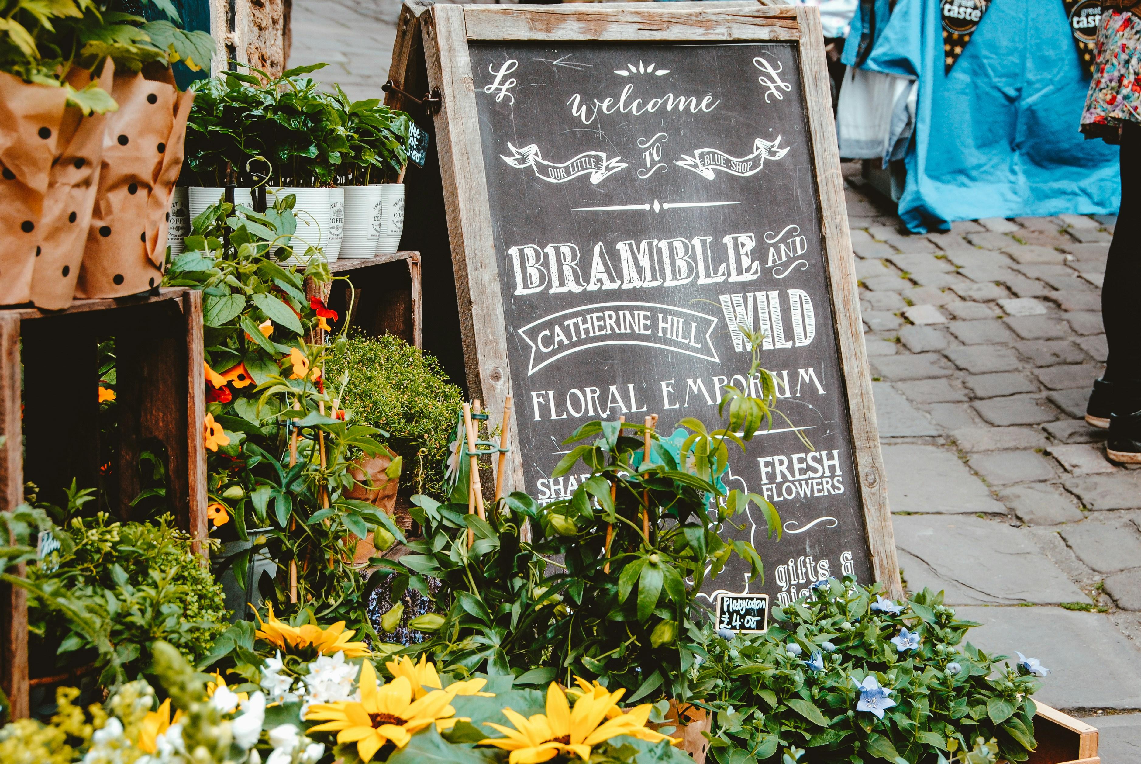 A Flower Display Outside A Small Florist Shop