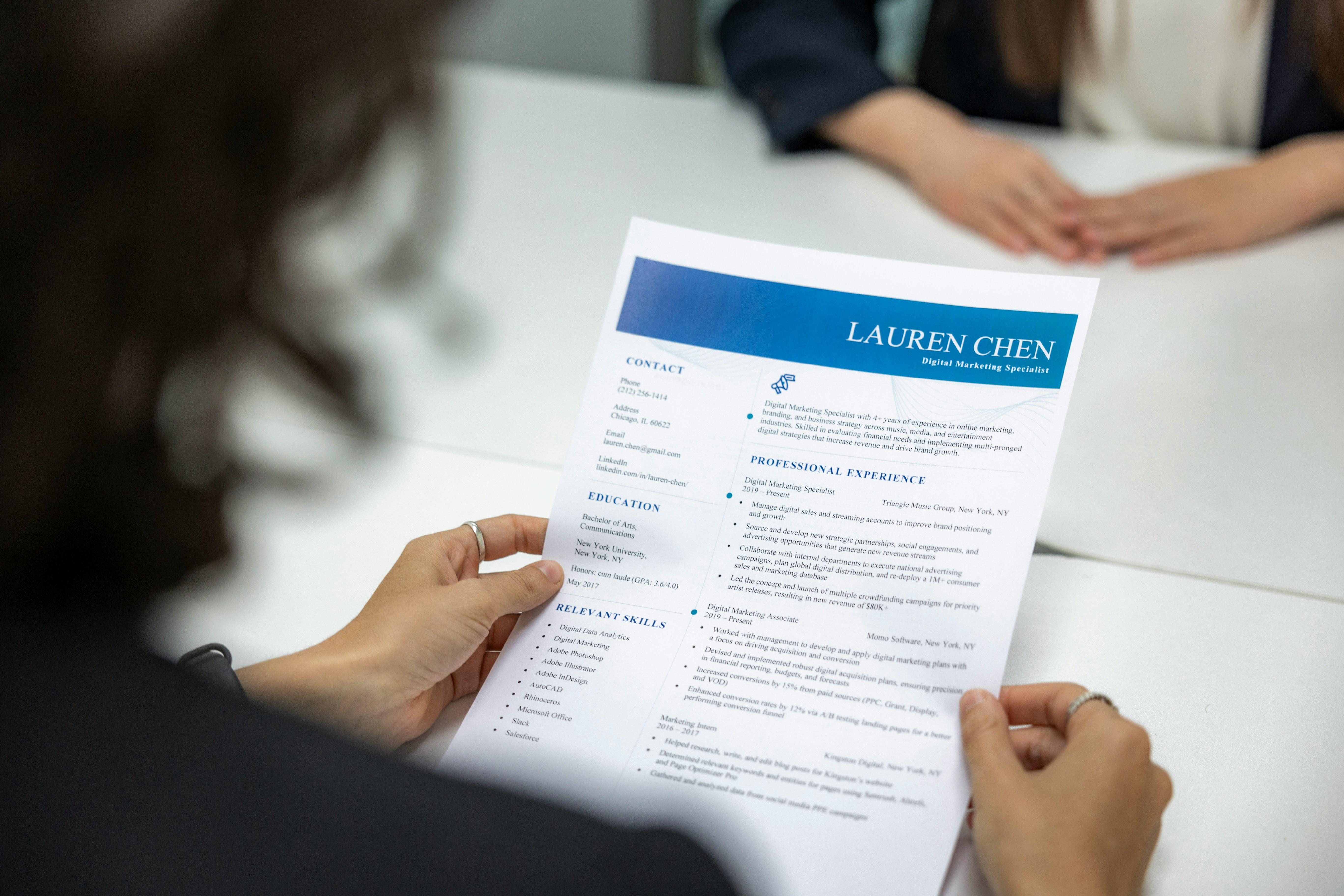 Woman Reading CV
