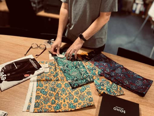 Soho Scarves Samples On Table