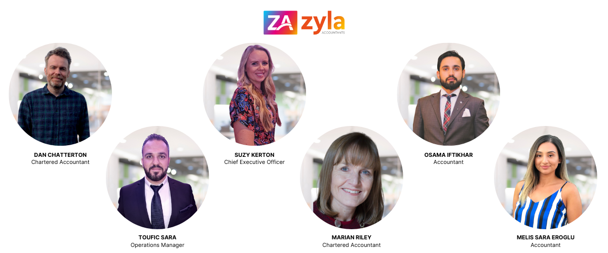 A graphic showing the team at Zyla accountants